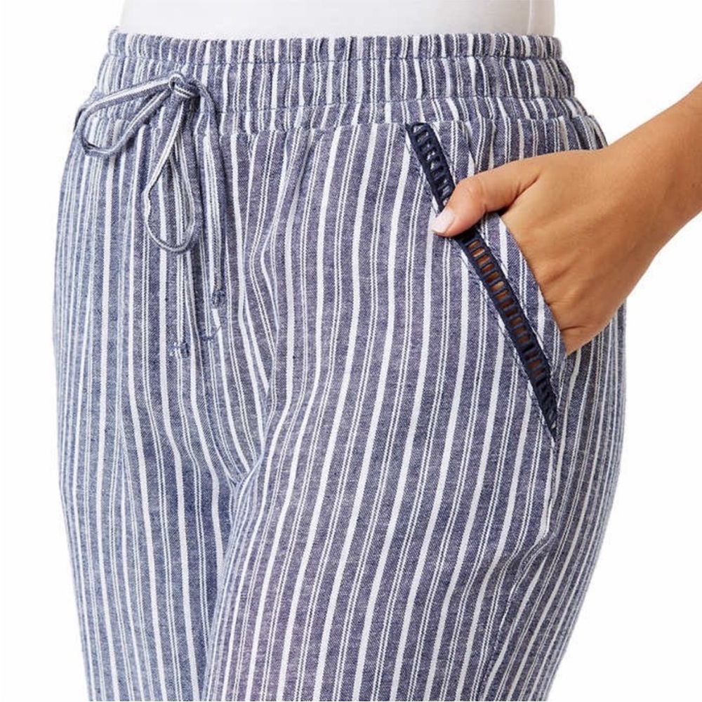 NWT Briggs Linrn Blend Blue ‎ & White Stripe Pant / SX XL